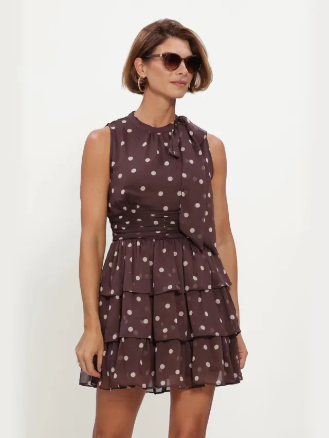 NEO NOIR Dames Jurken May Big Dot Dress - Bruin