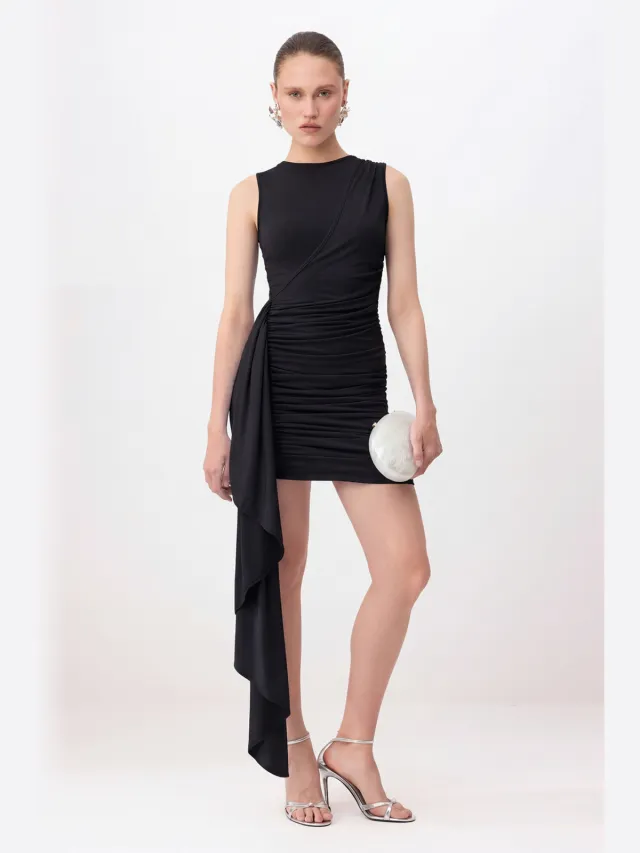 Trendyol TRENDYOLMİLLA Dames Zwart Effen Kort / Mini Mouwloos Bodycon Jurken
