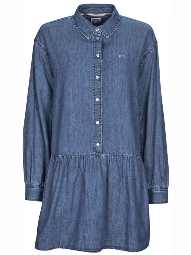 Tommy Jeans Korte Jurk Tommy Jeans TJW CHAMBRAY SHIRT DRESS Blauw