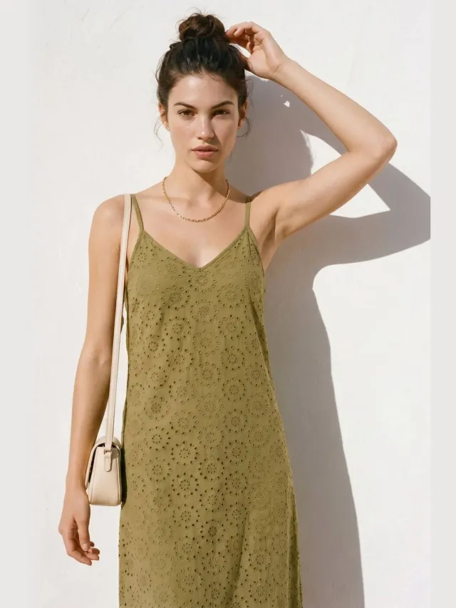Vero Moda midi jurk olijfgroen, foto 4