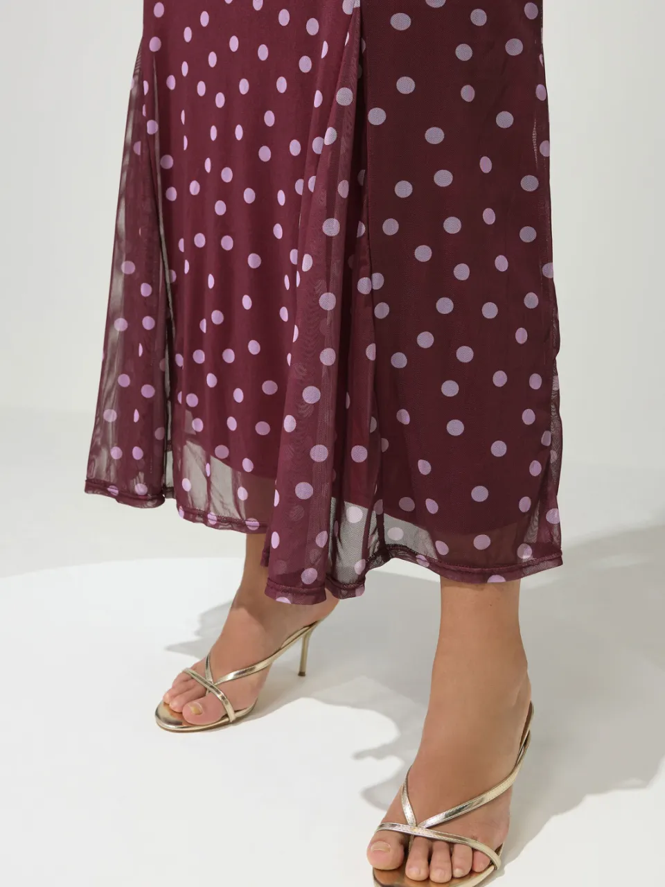 Yours London Paarse Wikkeljurk Met Polkadots En Godetzoom, foto 5