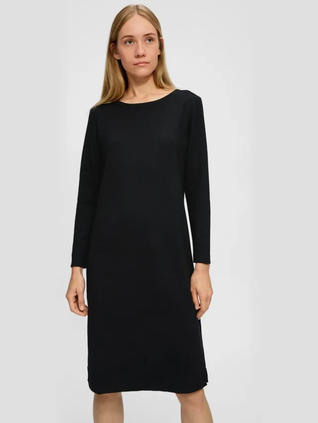 S.Oliver female - Midi-jurk met structuurpatroon zwart