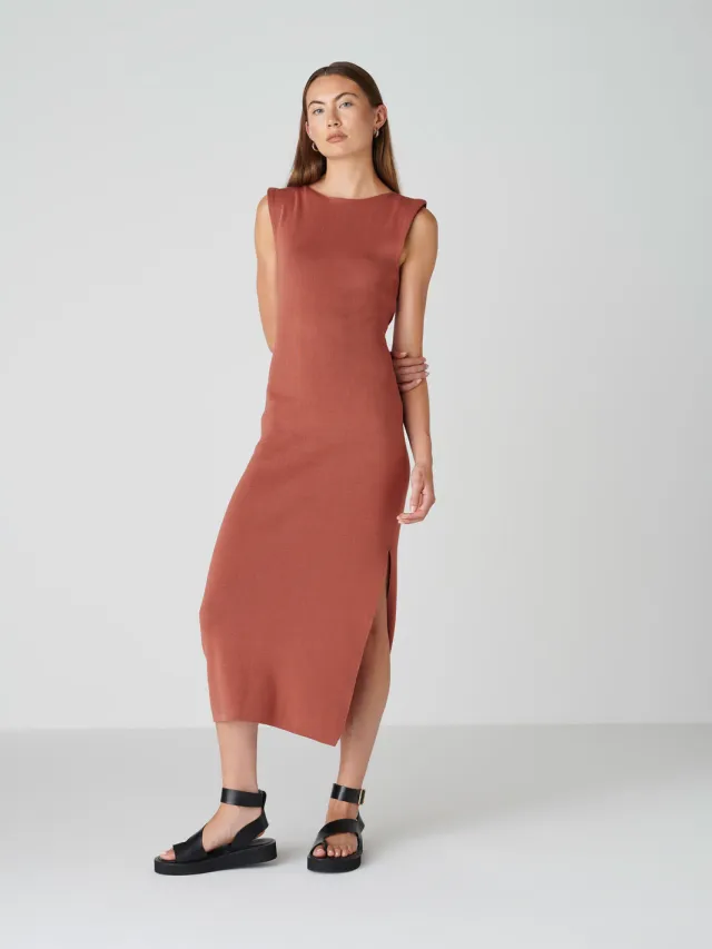 Floria Collective dames vegan Jurk Ana Koperbruin Donkerrood