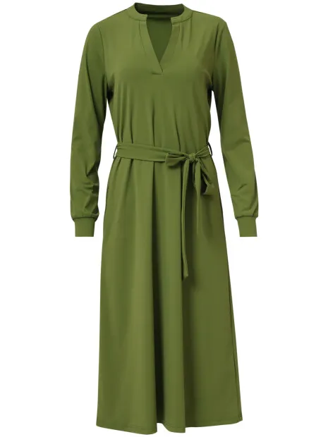 Smashed Lemon Damesgroene travelkwaliteit midi jurk Bruin/Groen