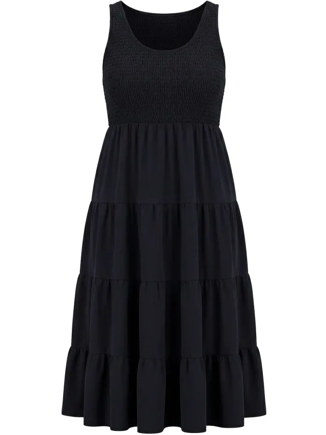 Studio Untold Dames - Jersey maxi-jurk A-lijn - Zwart - Maat 50+