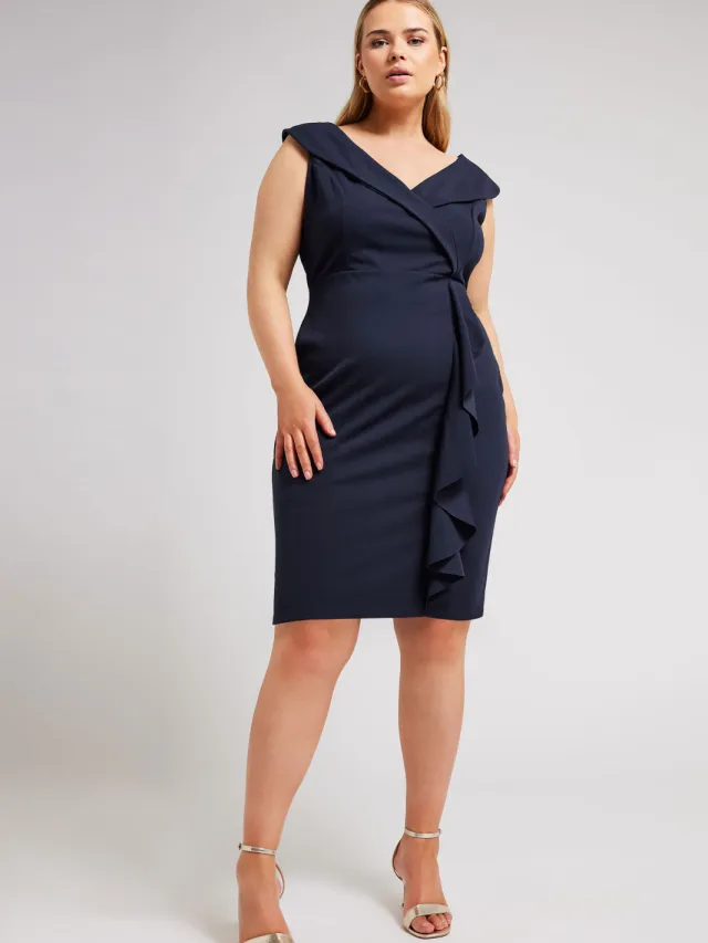 Yours London Minijurk In Smokingstijl Met Ruchedetail In Donkerblauw Blue