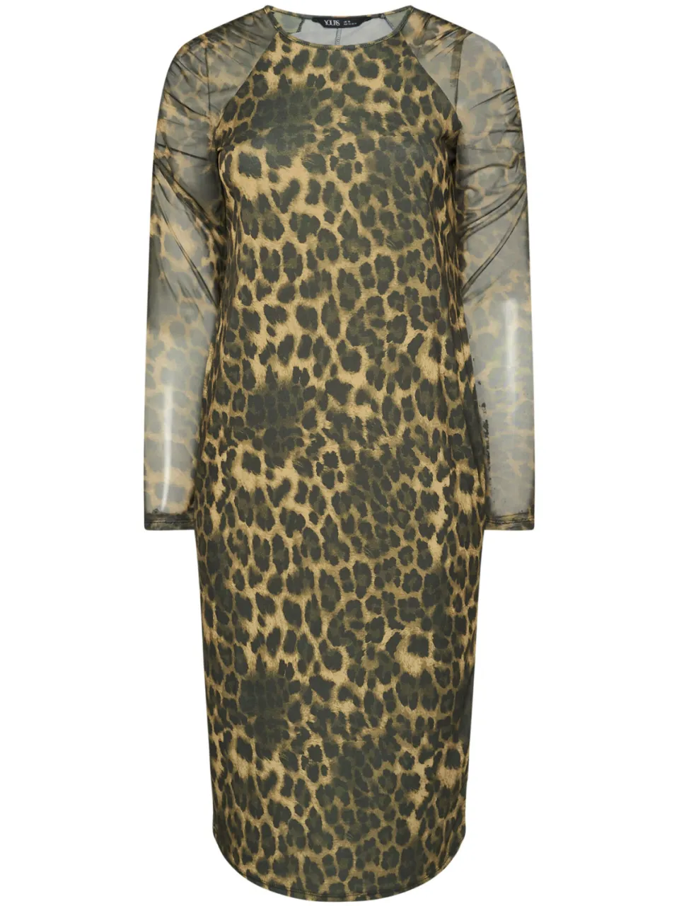 Limited Collection Midijurk Met Luipaardprint En Meshmouwen Met Ruches In Bruin-60, foto 4