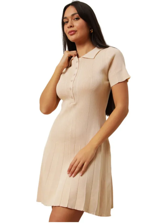 La Modeuse Korte Jurk La Modeuse 77437_P183480 Beige