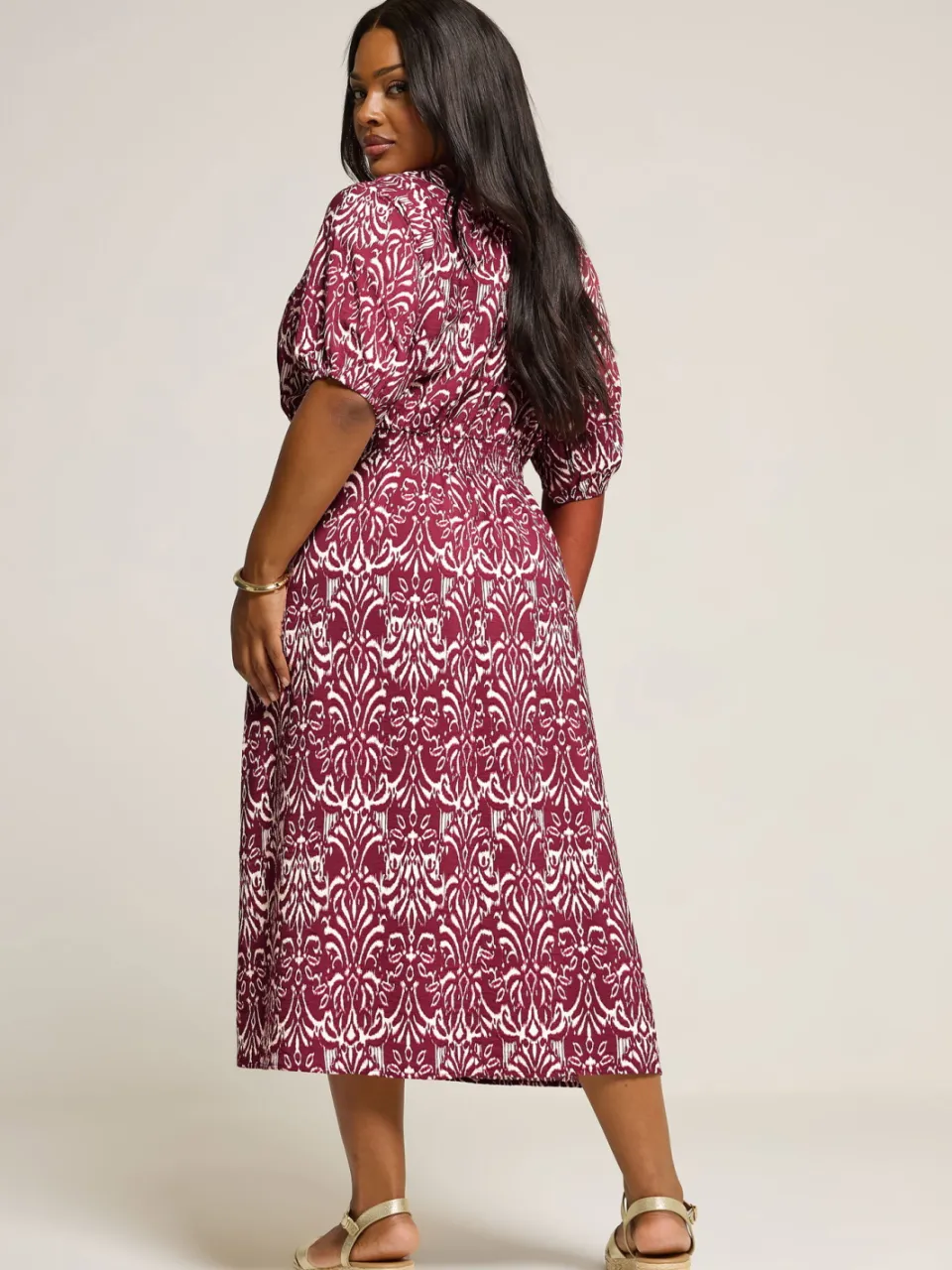 Yours Rode Ikat Notch Neck Midaxi Jurk-52 rood, foto 5