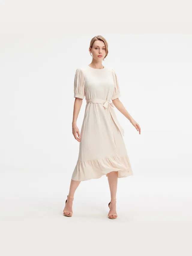 S&J Weekends Viscose blouse-jurk met donzige zoom Wit