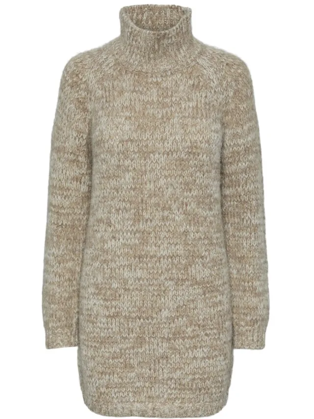 Pieces PCNOMANA LS HIGH NECK KNIT DRESS BC - Meisjes - Maxi jurken Fossil