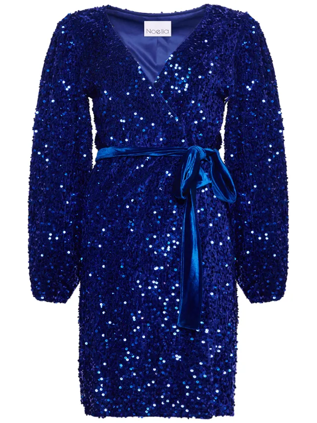 Noella Teagan wikkeljurk in marineblauw/blauw