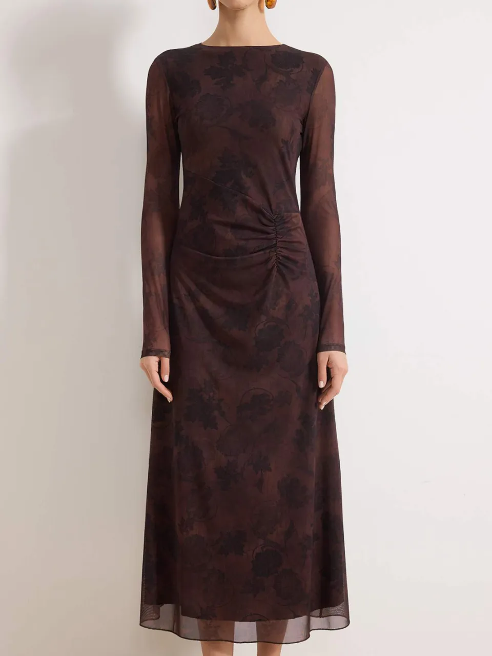 Trendyol TRENDYOLMİLLA Dames Bruin Bloemen Maxi Lang Casual A-lijn Jurken, foto 2