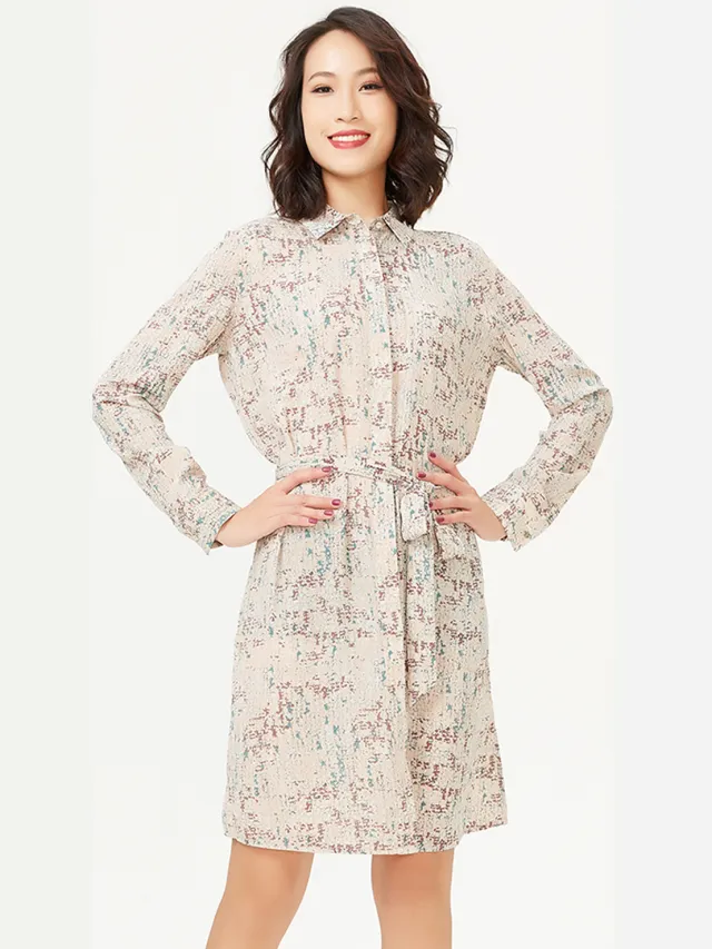 S&J Weekends Lichte print shirt-jurk Crème