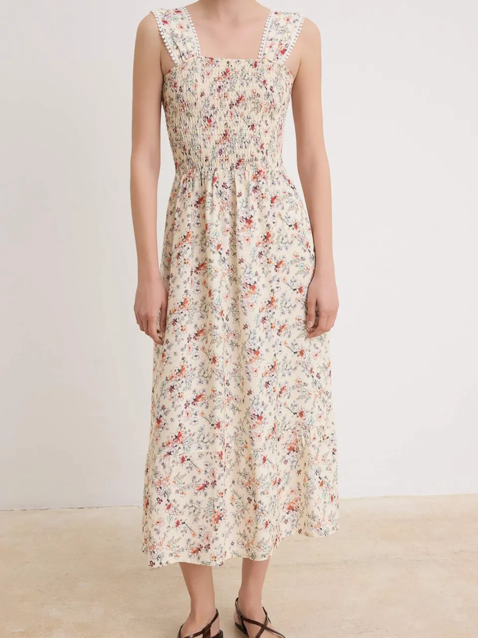 Trendyol TRENDYOLMİLLA Dames Meerkleurig Bloemen Midi Mouwloos A-lijn Jurken veelkleurig, foto 2