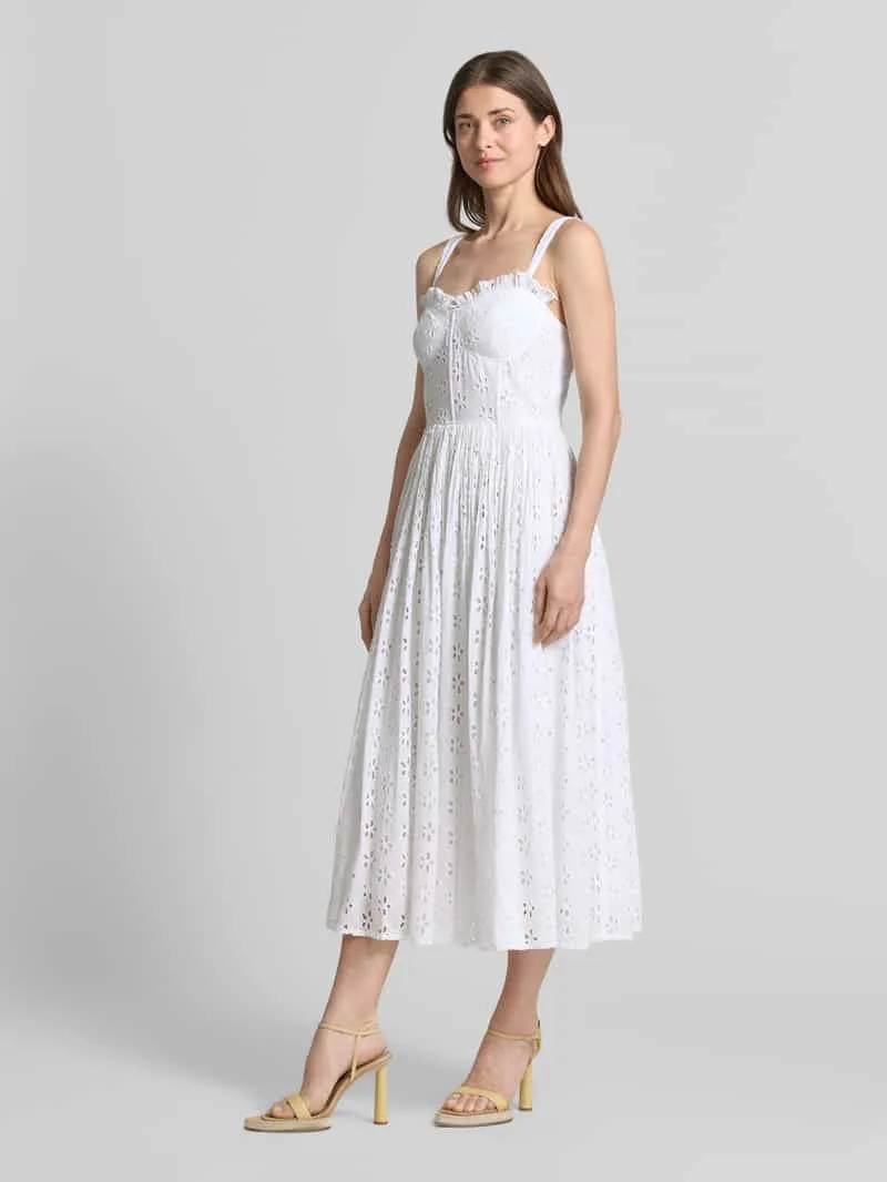 Lace & Beads midi-jurk met all-over broderie anglaise offwhite, foto 4