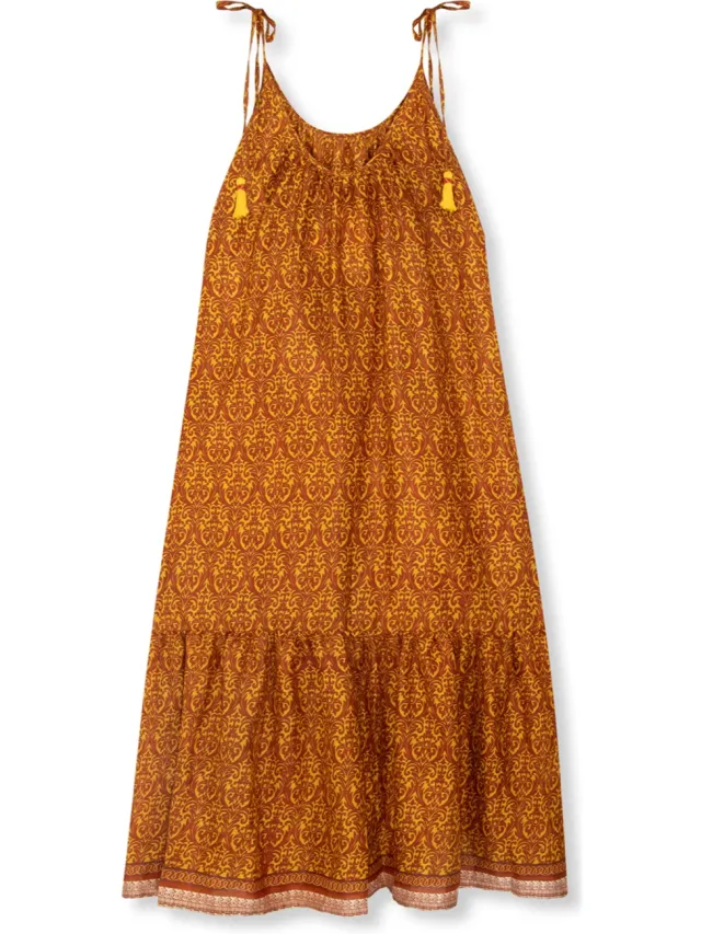 el.résidu dames vegan Midi Jurk Myra Oranje