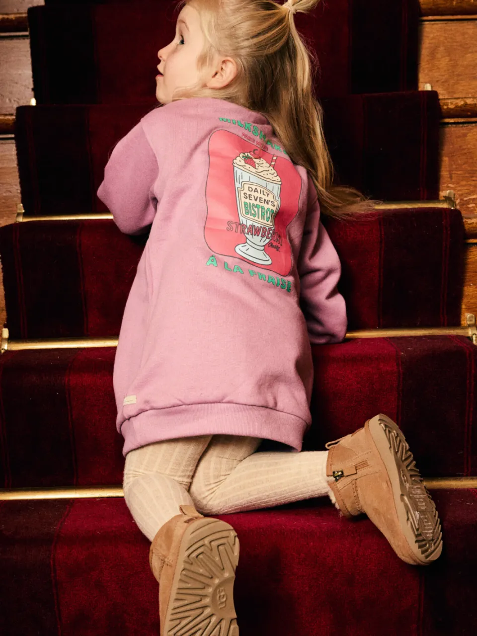 Daily7 korte sweatjurk met backprint paars, foto 5