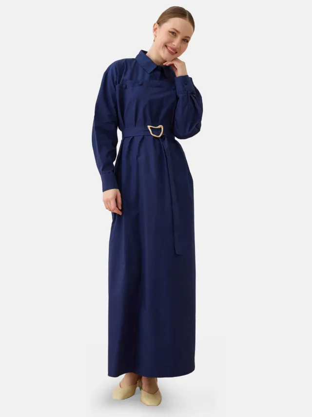 Benin Modest Dress Benin Marineblauw