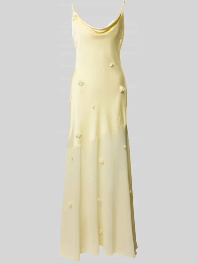 Gina Tricot maxi-jurk met bloemengarnering Lichtgeel