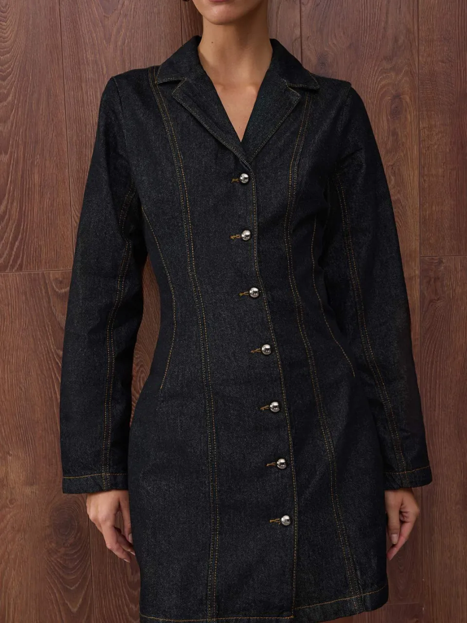 Trendyol TRENDYOLMİLLA Dames Donkerblauw Effen Extra Kort / Super Mini Lang Casual Blazer Jurk Jurken, foto 2