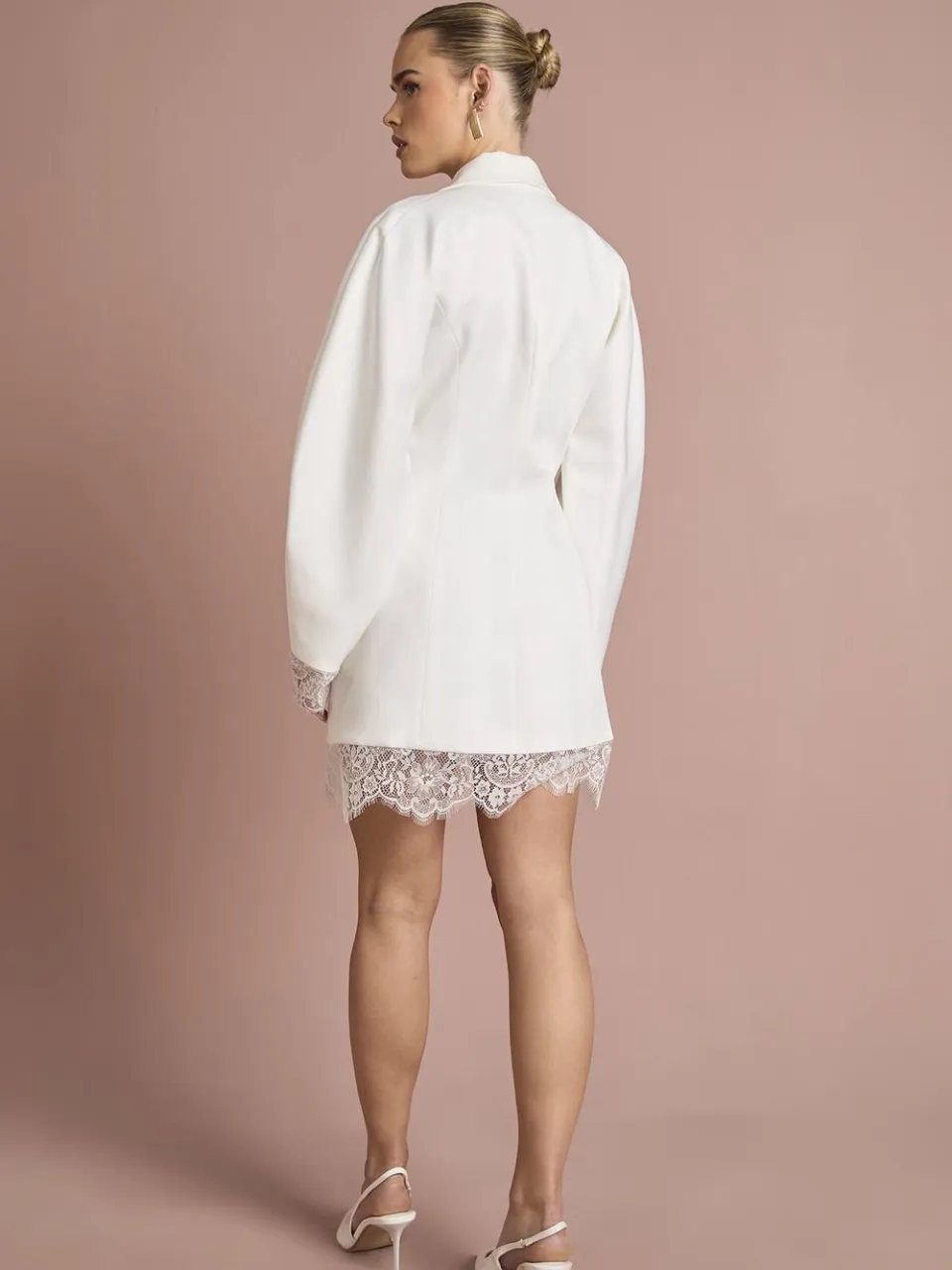boohoo Dames Gestructureerde Blazer Jurk met Kanten Zoom ivoor, foto 2