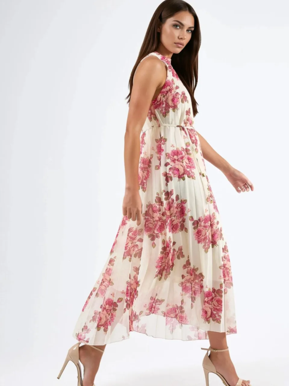 Busem Floral Maxi-jurk met Strikdetail crème, foto 2