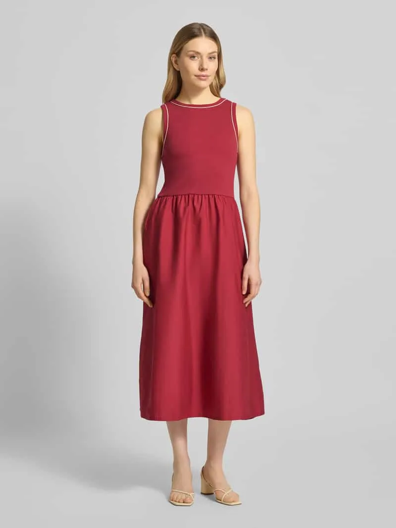 Jake*s Casual regular fit midi-jurk met ronde hals Rood