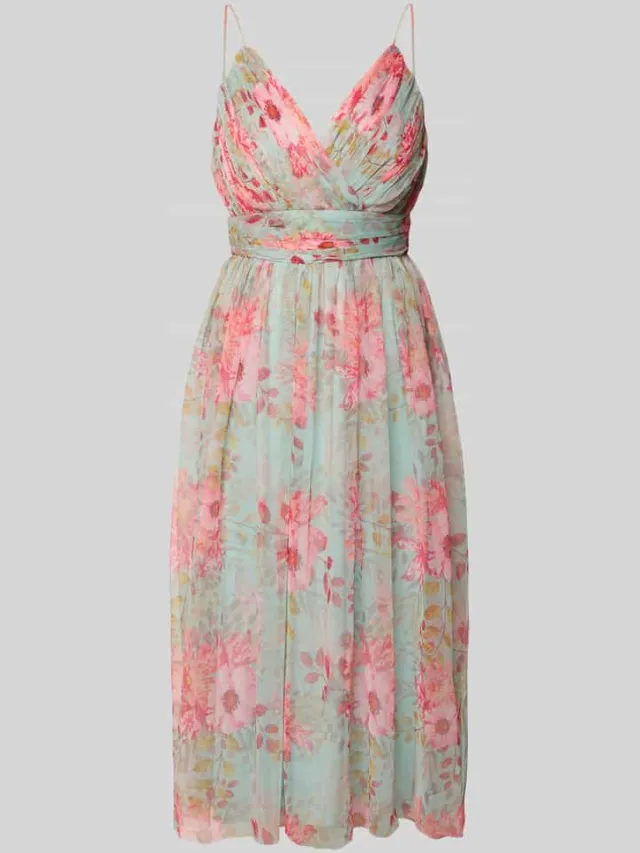 Lace & Beads cocktailjurk van mesh met tailleband lichtblauw, foto 2