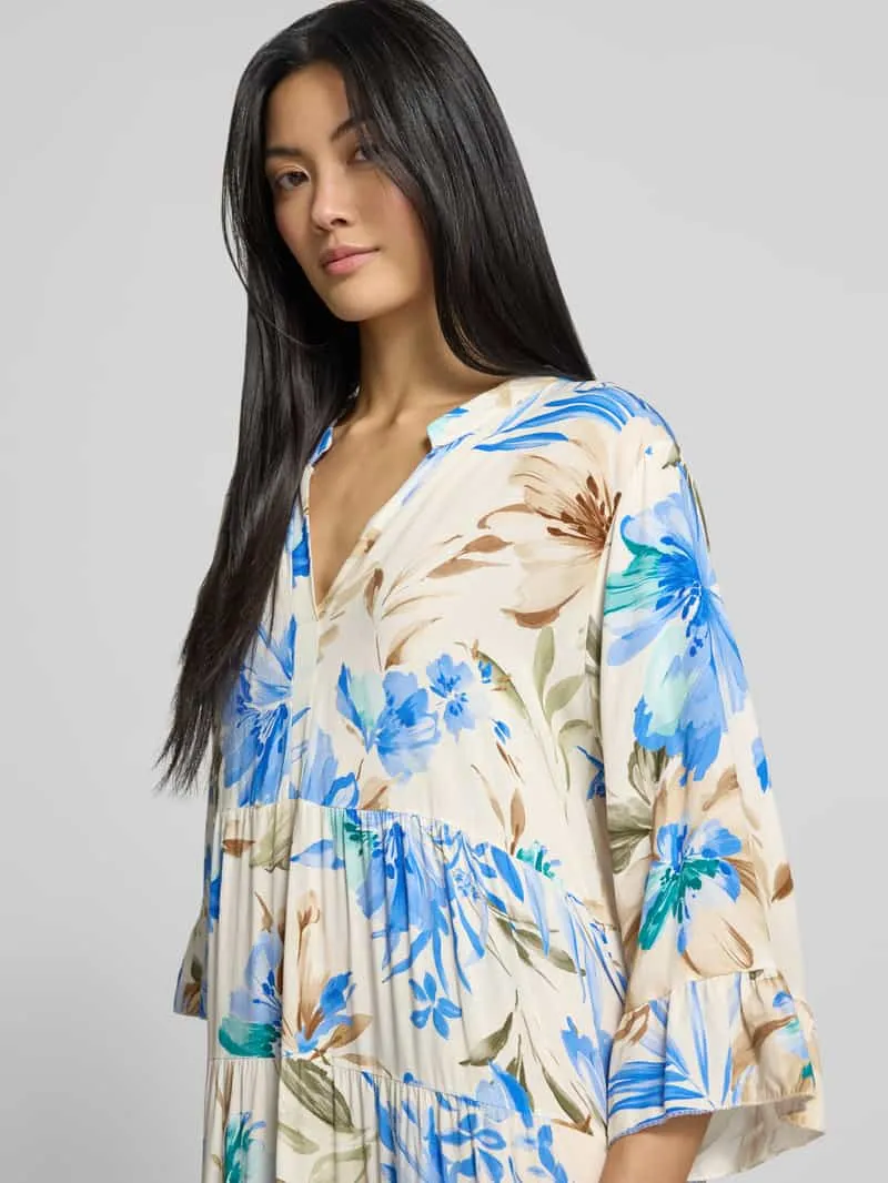Zabaione Midi-jurk van viscose met serafinokraag model 'Kl44arraa' bleu, foto 3