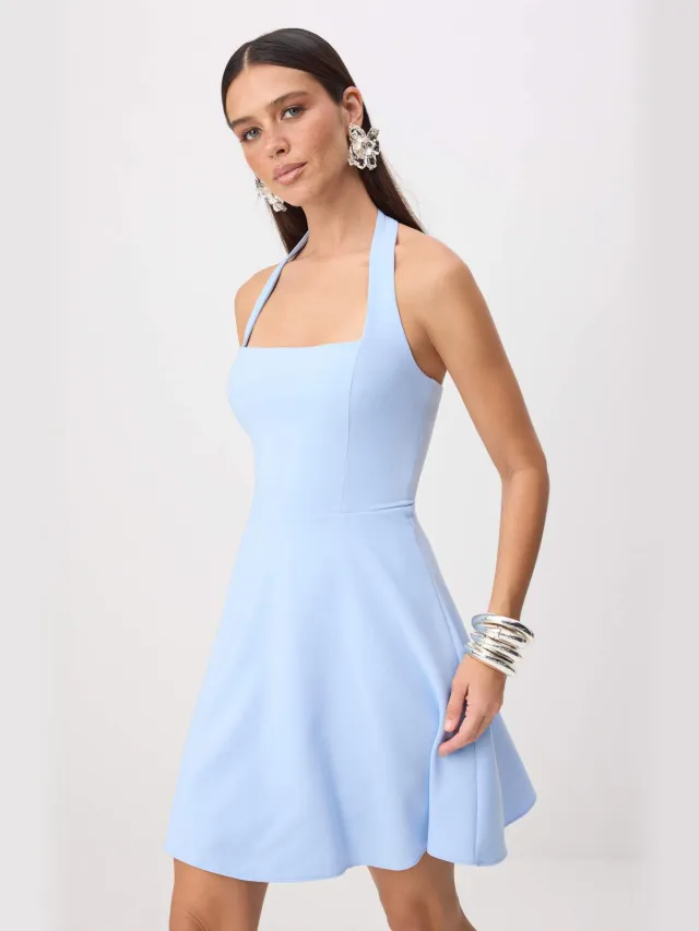 Trendyol TRENDYOLMİLLA Dames Donkerblauw Effen Kort / Mini Mouwloos Stijlvol/Avond Skater Jurken
