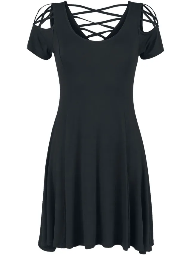 Black Premium by EMP Zwart jurkje met vetersluiting - Dames