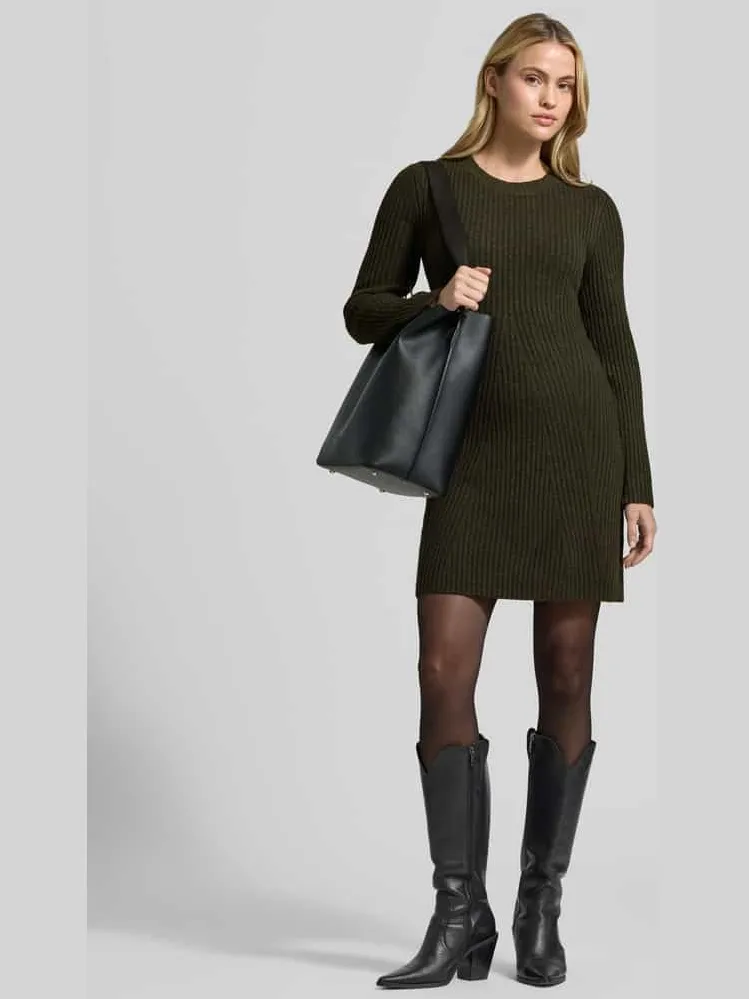 Vero Moda Regular fit tricotjurk met ronde hals model 'JOSANNA' donkergroen, foto 3
