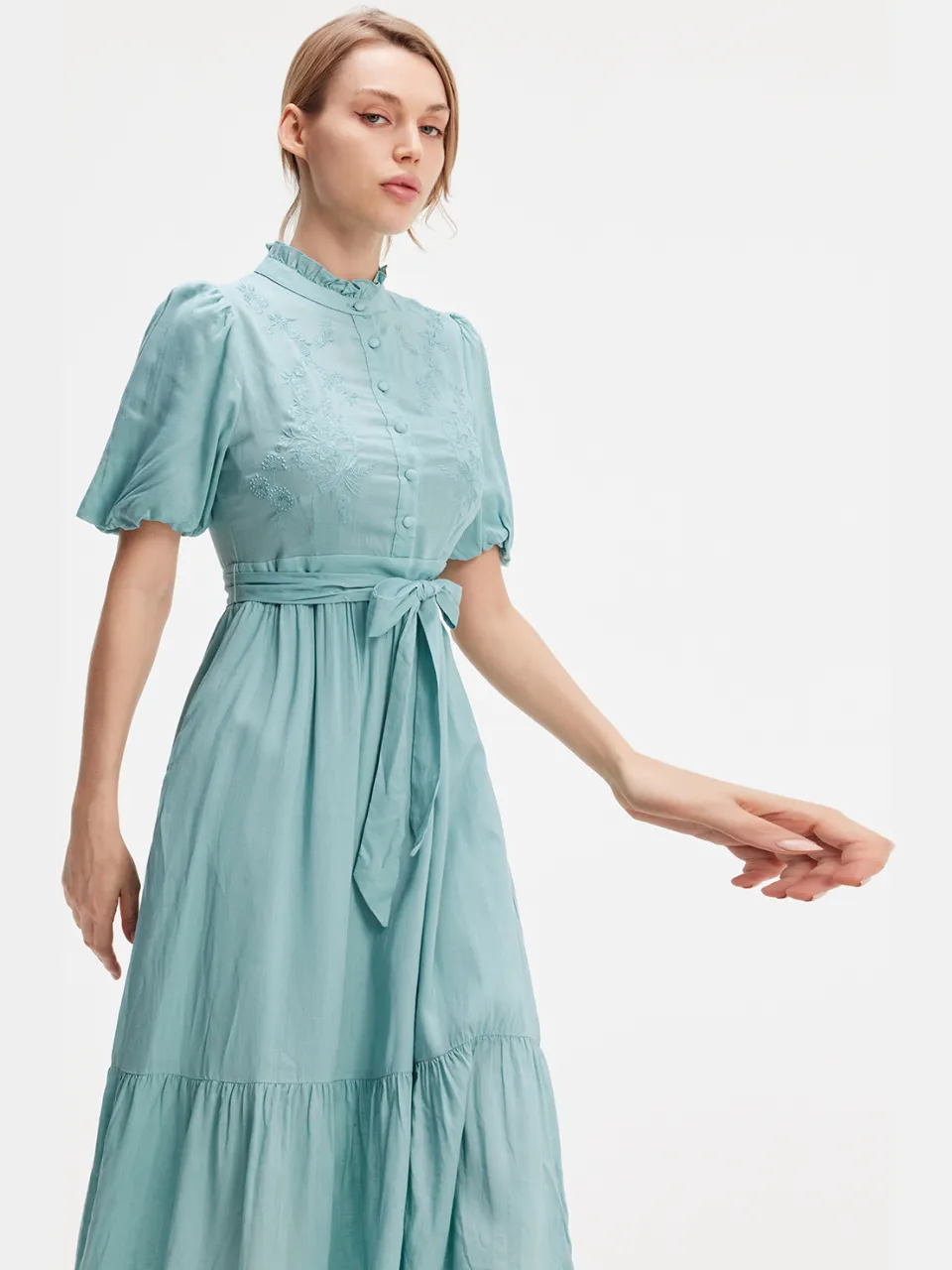 Smart & Joy Thee -jurk met gelaagde ruches blauw, foto 2