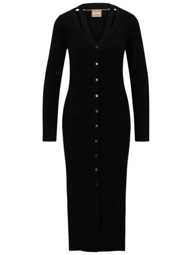Boss Midi-jurk van katoen voor dames (Zwart)