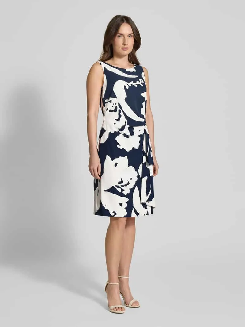 Vera Mont Knie-lange cocktailjurk in wikkellook donkerblauw, foto 4
