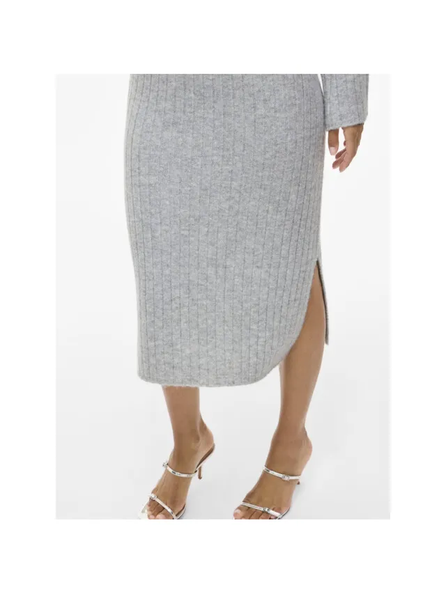 Vila Ssia rollneck ls knit dress licht Grijs