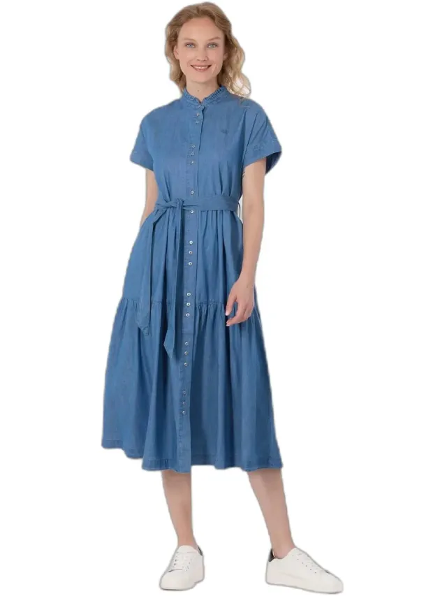 Ragwear Lange denim jurk dames Ragwear Liora blauw