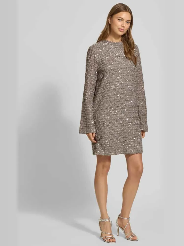 Jake*s Collection Knielange jurk met pailletten middengrijs gemêleerd, foto 3