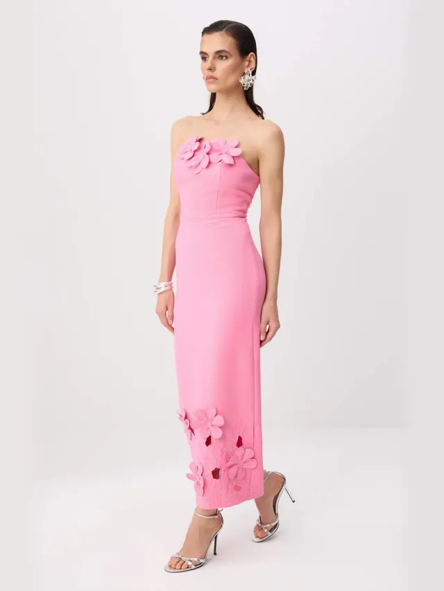 Trendyol TRENDYOLMİLLA Dames Roze Effen Maxi Mouwloos Recht Jurken