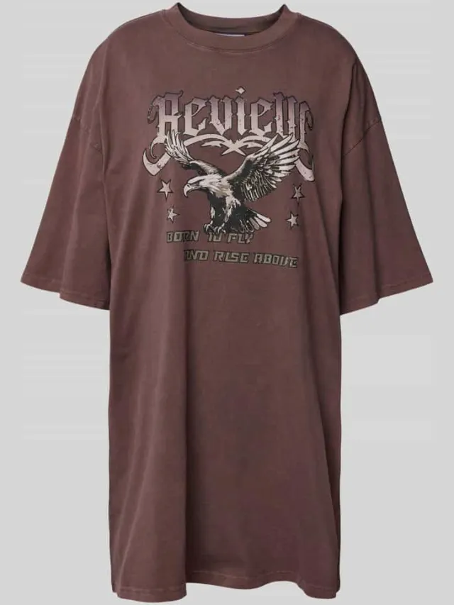 REVIEW Oversized t-shirtjurk in minilengte donkerbruin, foto 2