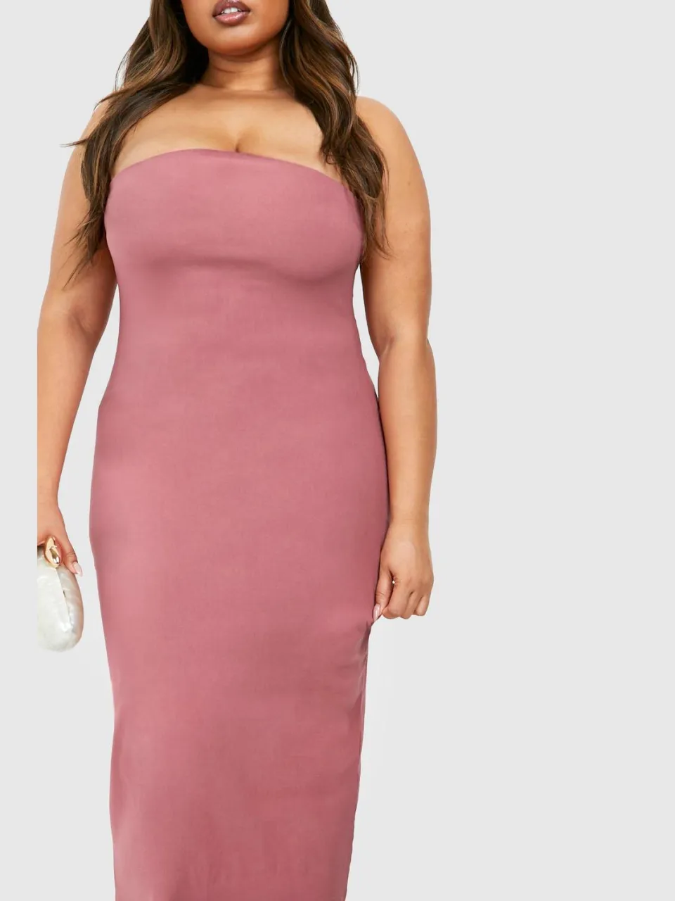 boohoo Dames Plus Bandeau Bengaline Midi Jurk mauve, foto 3