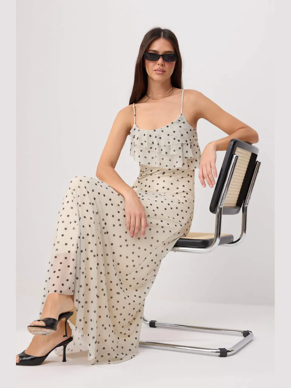 Trendyol TRENDYOLMİLLA Dames Ecru Bloemen Maxi Mouwloos A-lijn Jurken, foto 2
