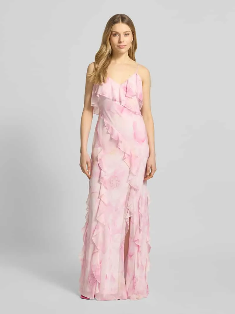 Jake*s Cocktail maxi-jurk met ruches Roze gemêleerd