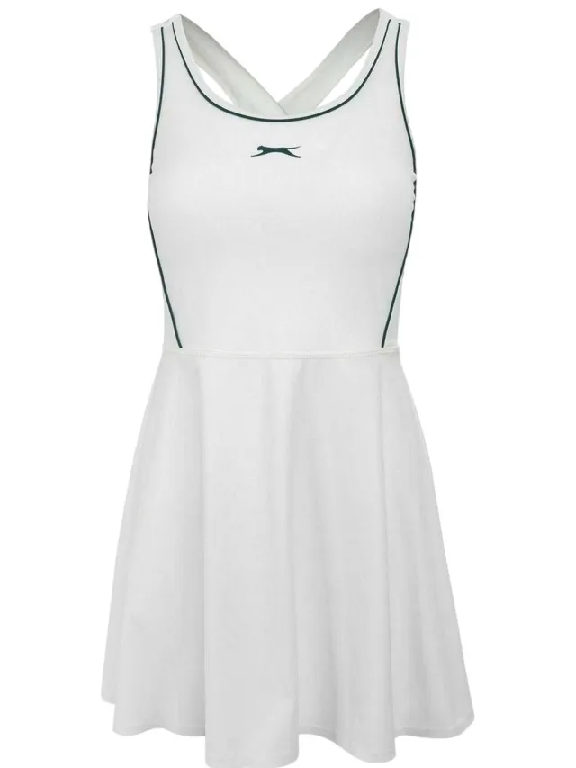 Slazenger T-shirtjurk met uitlopende pijpen en ronde hals voor dames (Wit/Bosgroen)