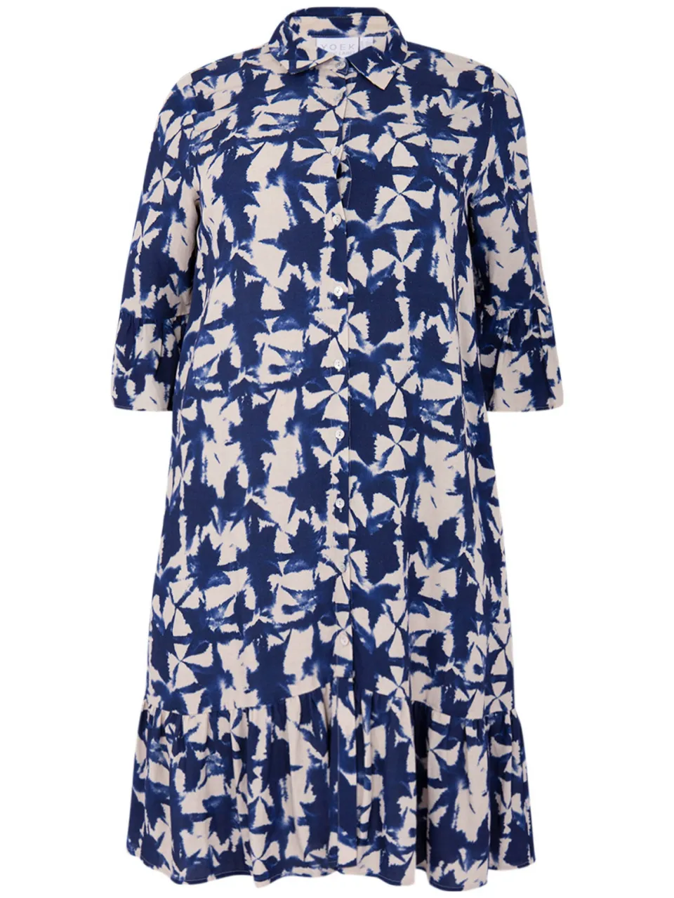 Yoek TESSA jurk met ruches blauw, foto 3