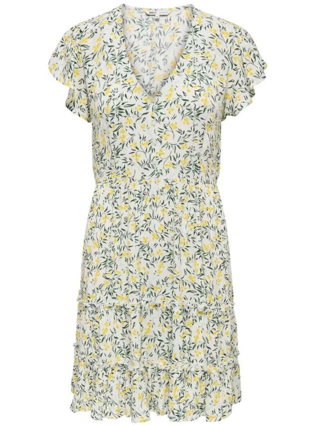 Only ONLCLAUDETTE LIFE SS MINI DRESS WVN NOOS - Dames - Mini jurken Cloud Dancer