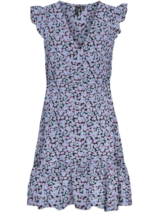 Vero Moda VMEASY JOY SL FRL SHORT DRESS WVN GA - Dames - Mini jurken Black / Aop Henry