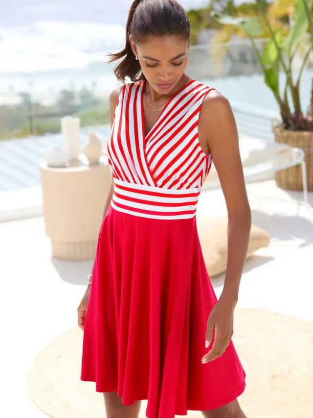 Zomerjurk wit/rood gestreept