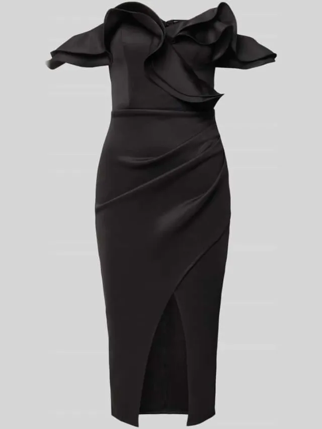 Lipsy Knielange cocktailjurk in off-shoulder-look met volants zwart, foto 2
